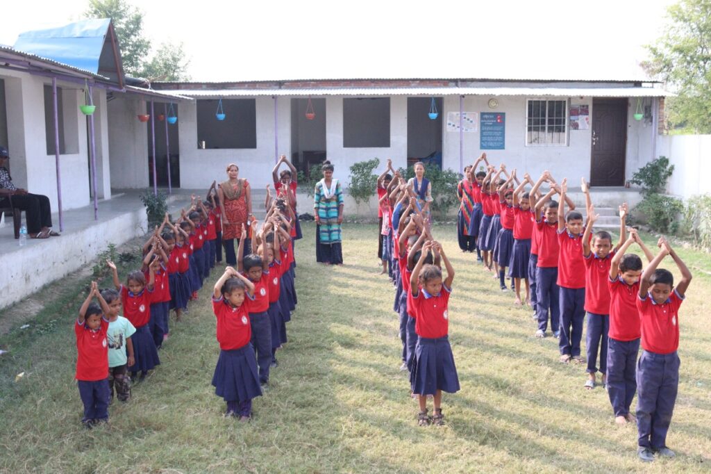 Kids from School In Lepra Village  in proper uniform and well disciplined